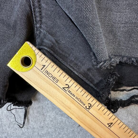 Pistola Denim Short WMNS 27High Rise Cut-Off Distressed Black Straight Zip Fly - Picture 9 of 9